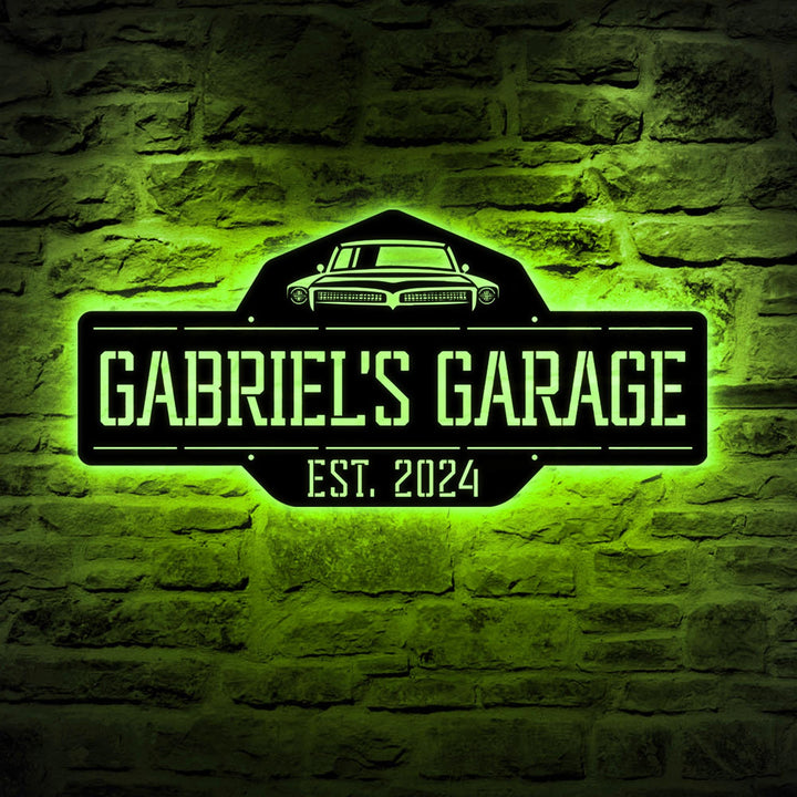 Personalized Garage Sign, Custom Garage Signs, Metal LED Garage Signs, Personalized Garage Hanging sign, Father’s Day Gift, Wall Art For Dad