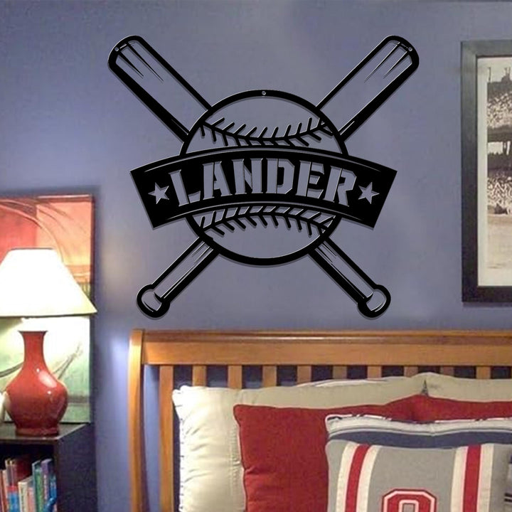 Custom Baseball Bat Metal Sign with LED Light, Baseball Name Sign, Baseball Lover, Sport Room Decor, Kids Nursery Room Decor, Gift for Him
