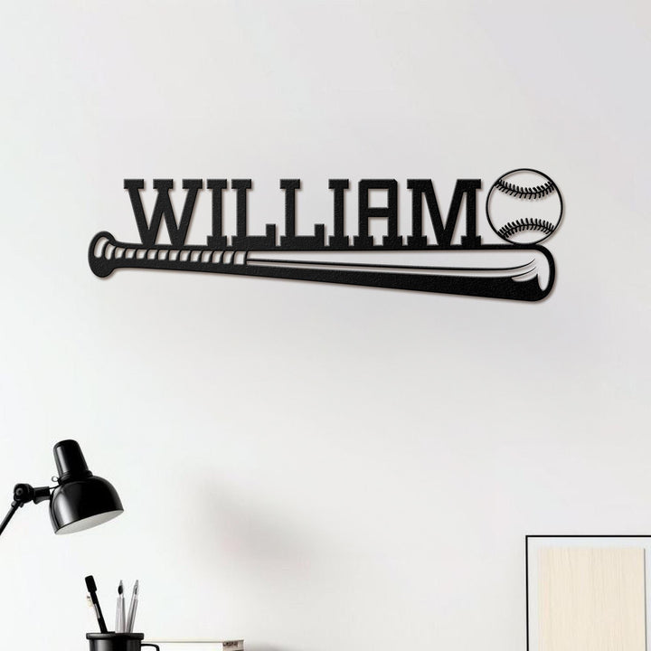 Custom Baseball Bat Metal Sign, Baseball Player Gift, Baseball Metal LED Wall Art, Gift For Kid, Custom Kid Name, Home Decor, Wall Hanger