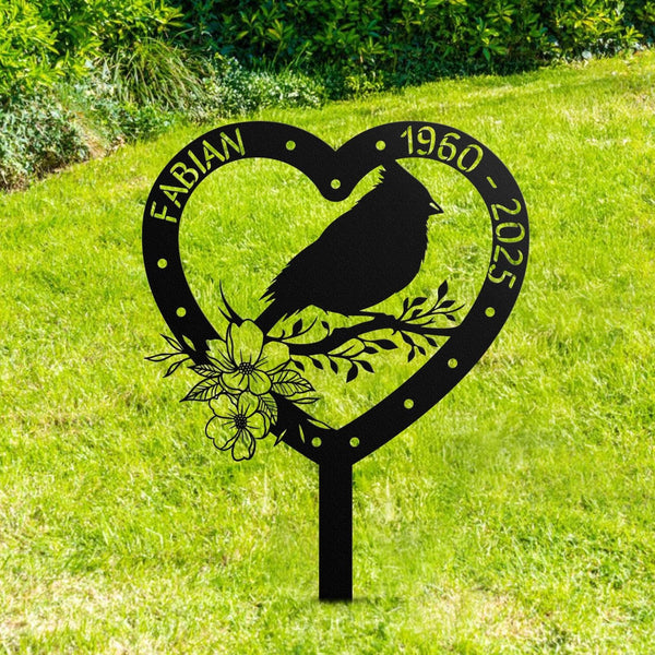Custom Cardinal Bird Memorial Metal Stake, Bird Loss Memorial Stake, Pet Plaque Bird Lover, Cemetery Stake, Grave Marker, Sympathy Gift