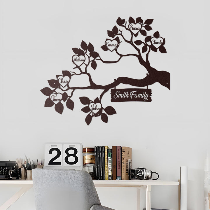 Custom Family Tree of Life Metal Sign, Personalized Family Names, Metal Wall Art Decor with Family Members, Anniversary Gift, Family Gift