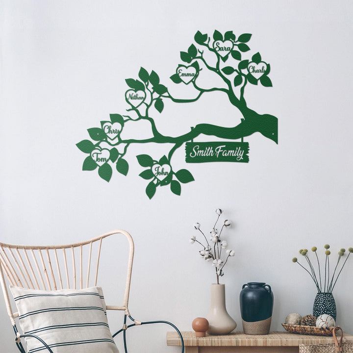 Custom Family Tree of Life Metal Sign, Personalized Family Names, Metal Wall Art Decor with Family Members, Anniversary Gift, Family Gift