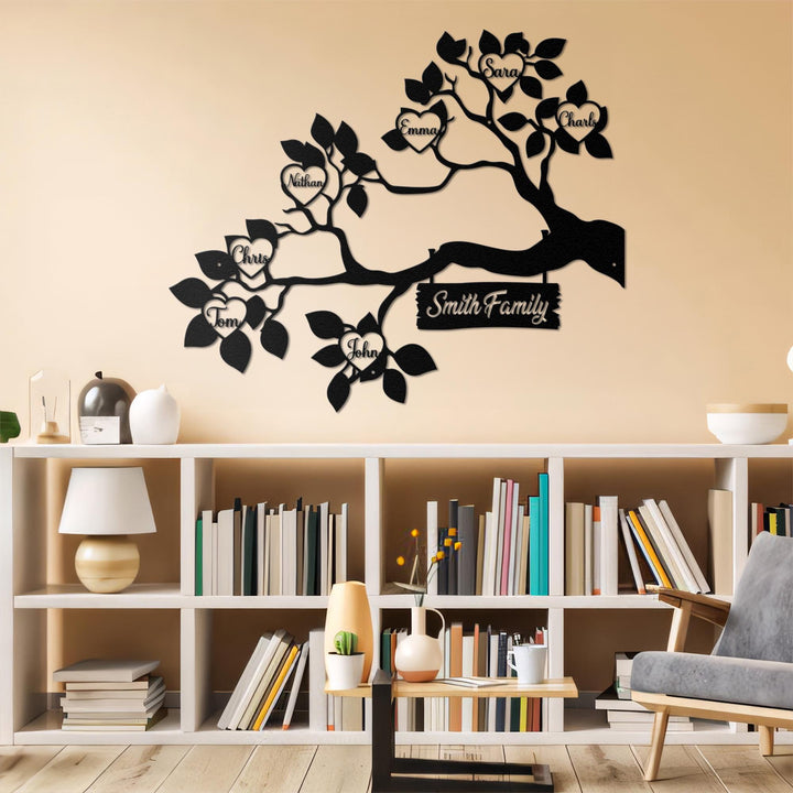 Custom Family Tree of Life Metal Sign, Personalized Family Names, Metal Wall Art Decor with Family Members, Anniversary Gift, Family Gift