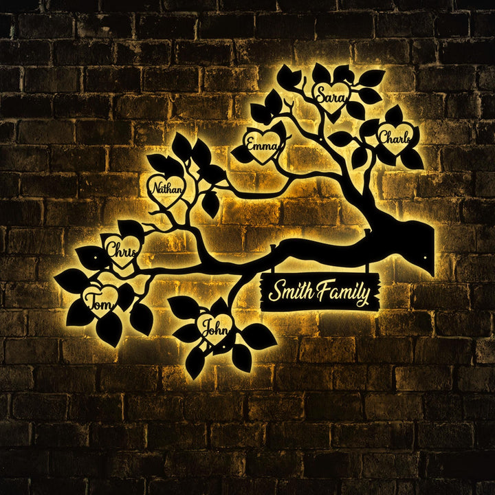 Custom Family Tree of Life Metal Sign, Personalized Family Names, Metal Wall Art Decor with Family Members, Anniversary Gift, Family Gift