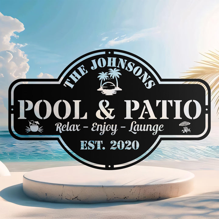 Custom Pool Metal Sign,Personalized Backyard Oasis Sign Patio Decor,Backyard,Lake House Sign, Outdoor Wall Decor,Pool Signs for Outdoor Gift
