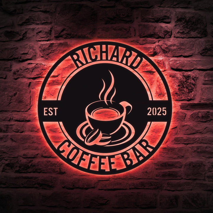 Personalized Coffee Bar Metal Sign, Coffee Bar Decor, Coffee Sign, Metal Coffee Sign, Coffee Metal Wall Art, Coffee Shop Sign, Name Sign
