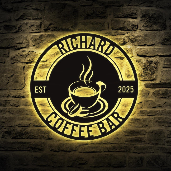Personalized Coffee Bar Metal Sign, Coffee Bar Decor, Coffee Sign, Metal Coffee Sign, Coffee Metal Wall Art, Coffee Shop Sign, Name Sign