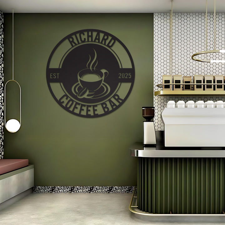 Personalized Coffee Bar Metal Sign, Coffee Bar Decor, Coffee Sign, Metal Coffee Sign, Coffee Metal Wall Art, Coffee Shop Sign, Name Sign