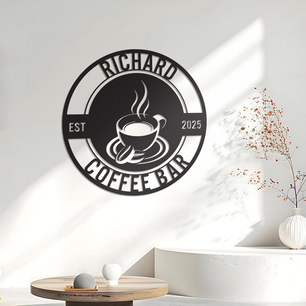 Personalized Coffee Bar Metal Sign, Coffee Bar Decor, Coffee Sign, Metal Coffee Sign, Coffee Metal Wall Art, Coffee Shop Sign, Name Sign