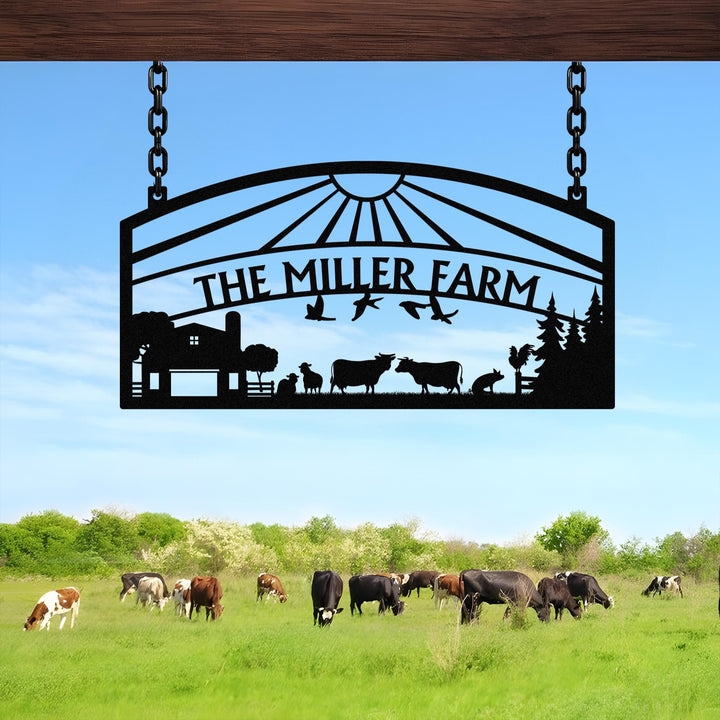 Custom Metal Farm Name Sign, Personalized Farmhouse Decor, Farm Gate Hanger, Metal Farm Sign, Metal Barn Sign, Ranch metal sign, Farmer Gift