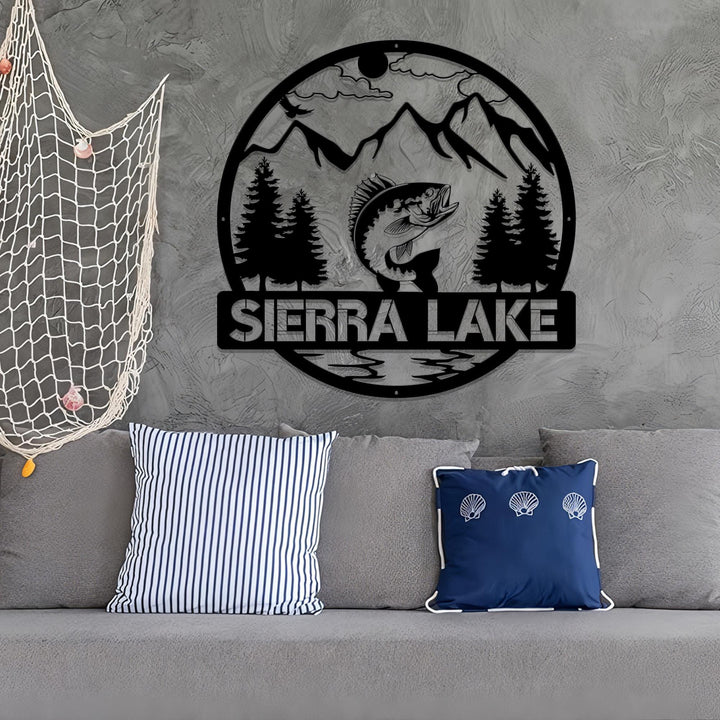 Custom Fish Metal Name Sign, Outdoor Bass Fishing Sign, Fishing Gift for Men, Custom Fishing Sign, Fisherman Gift, Fishing Metal Wall Art