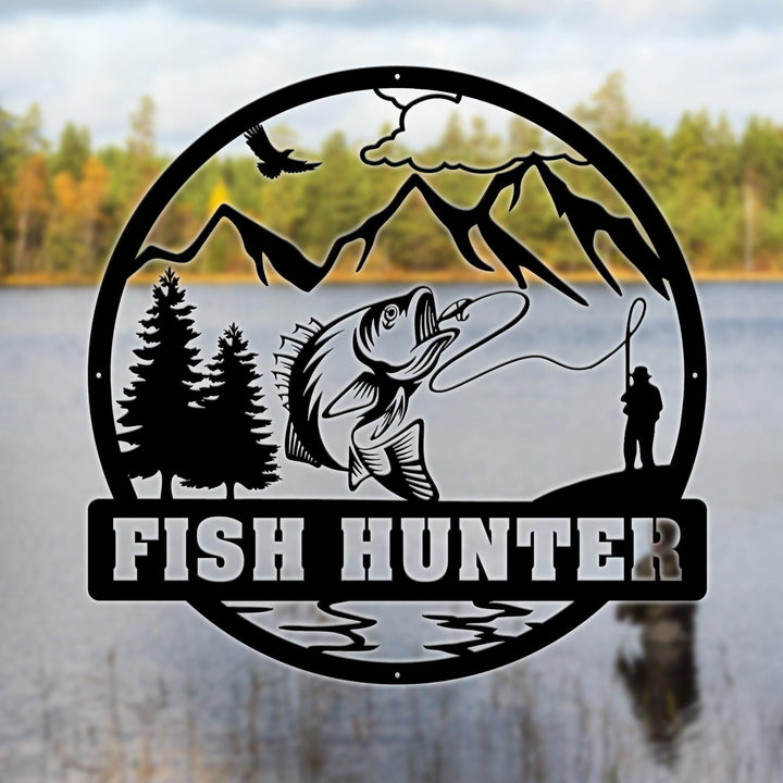 Custom Fish Metal Name Sign, Outdoor Bass Fishing Sign, Fishing Sign, Fisherman Gift, Fishing Wall Art, Gift For Dad, Fishing Gifts For Man