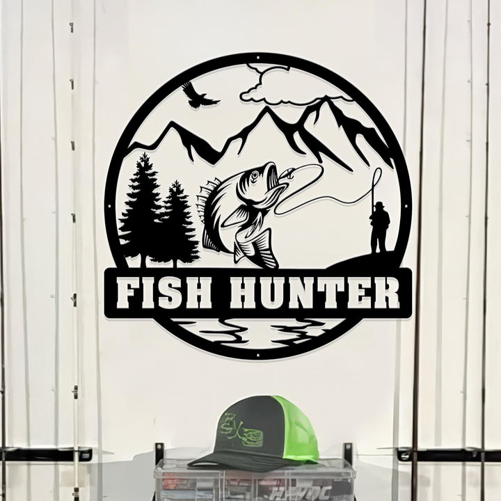Custom Fish Metal Name Sign, Outdoor Bass Fishing Sign, Fishing Sign, Fisherman Gift, Fishing Wall Art, Gift For Dad, Fishing Gifts For Man