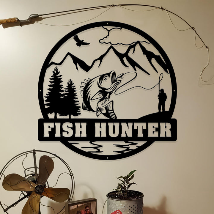 Custom Fish Metal Name Sign, Outdoor Bass Fishing Sign, Fishing Sign, Fisherman Gift, Fishing Wall Art, Gift For Dad, Fishing Gifts For Man