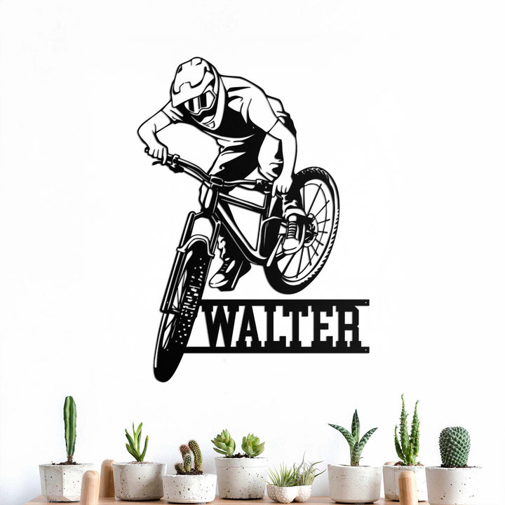 Personalized BMX Bike Metal Wall Art Sign LED Light, Custom Bicycle Racing Name Sign, Biker Name Sign Home Decor, Birthday Gift, Biker Gift