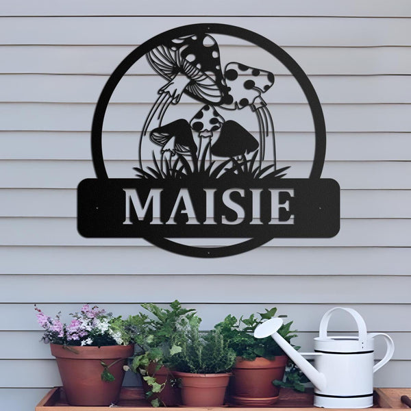 Personalized Mushrooms Monogram Metal Sign Art, Custom Mushrooms Metal Sign, Mushrooms Sign Decoration For Living Room, Led Mushrooms sign