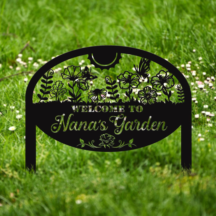 Personalized Garden Sign Custom Garden Name Sign Metal Garden Sign for Outdoor Yard Sign Garden Decor Stakes, Lawn Signs, Flower Sign Plaque