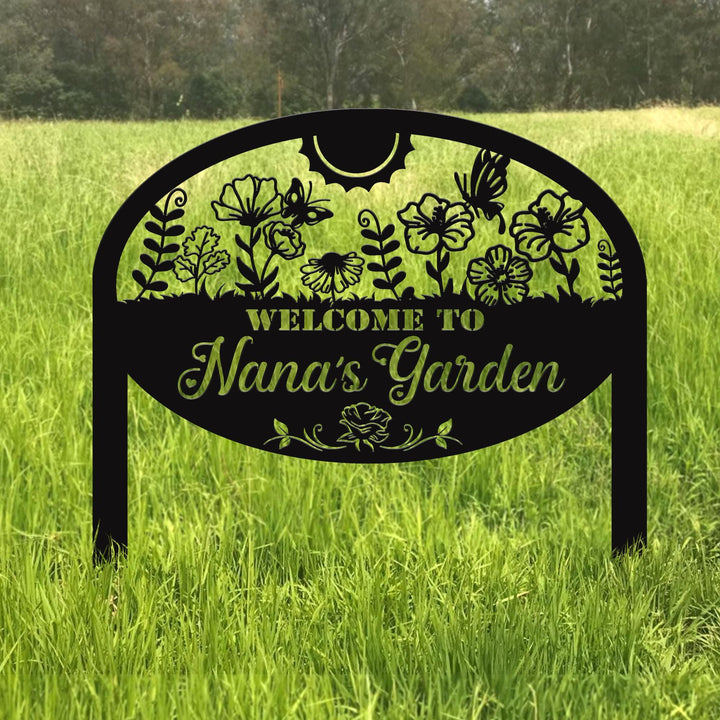 Personalized Garden Sign Custom Garden Name Sign Metal Garden Sign for Outdoor Yard Sign Garden Decor Stakes, Lawn Signs, Flower Sign Plaque