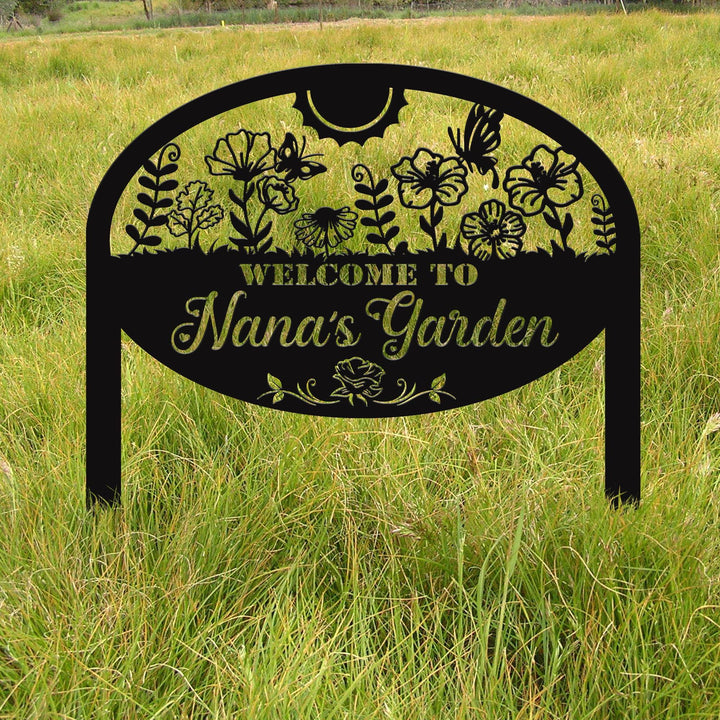 Personalized Garden Sign Custom Garden Name Sign Metal Garden Sign for Outdoor Yard Sign Garden Decor Stakes, Lawn Signs, Flower Sign Plaque