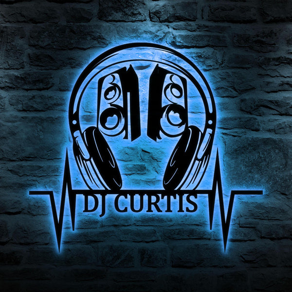 Custom DJ Metal Wall Art LED Light, Custom DJ Player Metal Sign, Gifts for dj, Disc Jockey gift, Music Lovers Gift, Room Decor Gift For Man