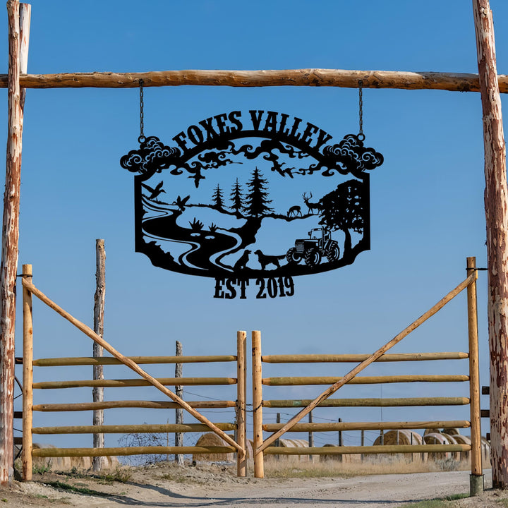Personalized Farm House Metal Entrance Sign, Custom Metal Ranch Name Sign, Family Name Sign, Anniversary Gift, Gift For Family, Farm Sign