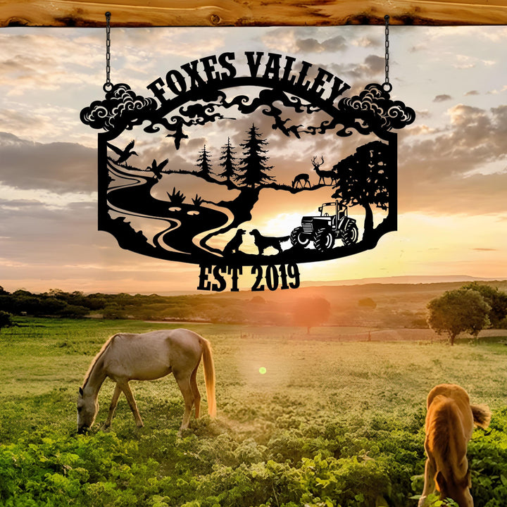 Personalized Farm House Metal Entrance Sign, Custom Metal Ranch Name Sign, Family Name Sign, Anniversary Gift, Gift For Family, Farm Sign