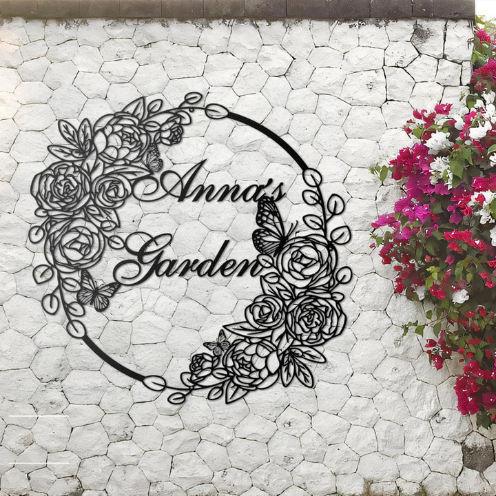 Garden Sign Personalized, Custom Flower Metal Garden Decor, Garden Wall Art, Gardener Name Sign,Gardening Gifts,Home Gift,Gifts for Mom/Dad.