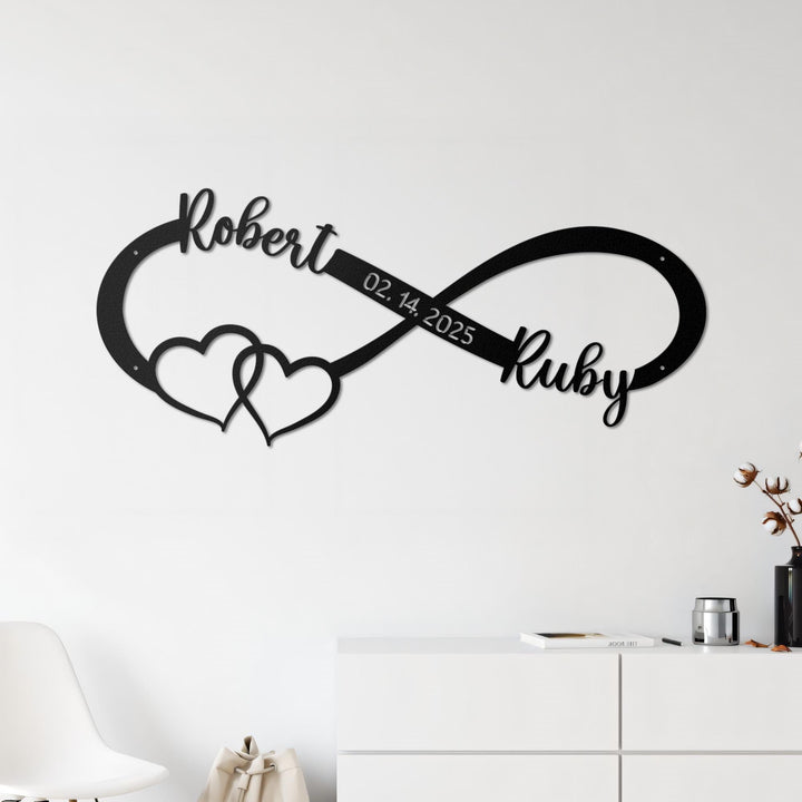 Personalized Wedding Gift for Couple, Metal Heart Sign with Name and Date, Wedding Date Sign, Engagement Announcement Sign, Anniversary Gift
