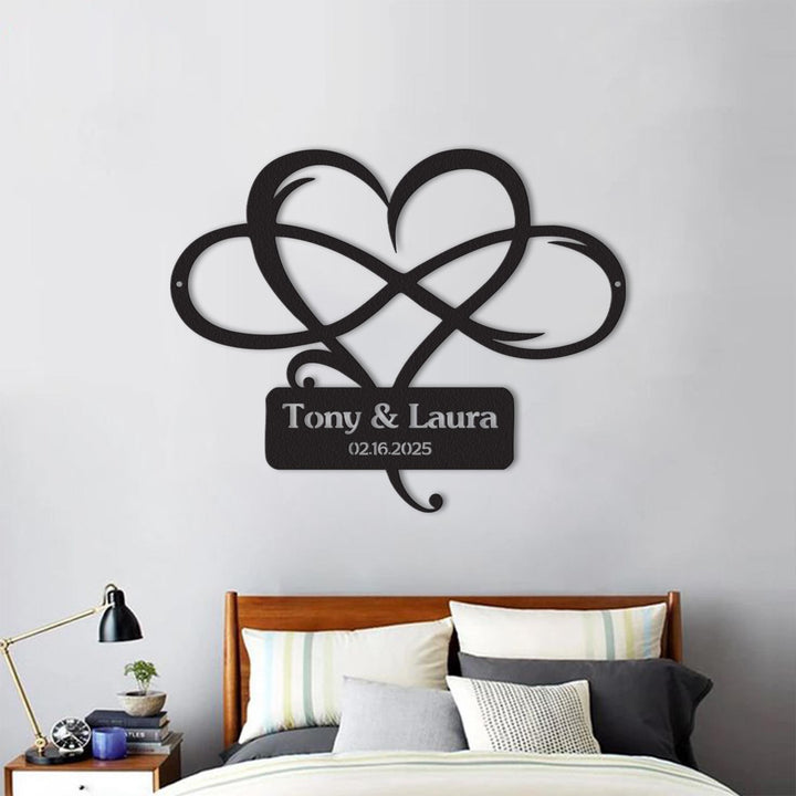 Personalized Wedding Gift for Couple, Custom Infinity Sign, Wedding Date Sign Metal Engagement Sign Anniversary Gift,  Bridal Shower Gift