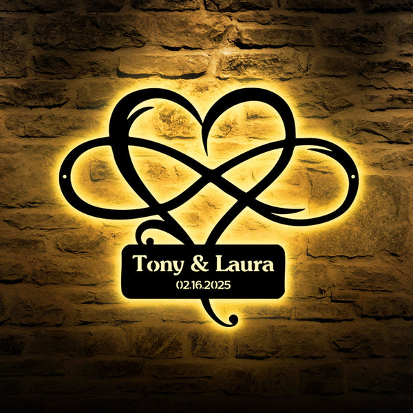 Personalized Wedding Gift for Couple, Custom Infinity Sign, Wedding Date Sign Metal Engagement Sign Anniversary Gift,  Bridal Shower Gift