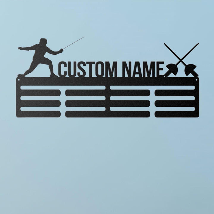 Personalized Fencing Medal Hanger with Led Lights, Custom Fencing Player Name Medal, Sports Medal Hanger, Tiered Award Rack, Fencer Gift