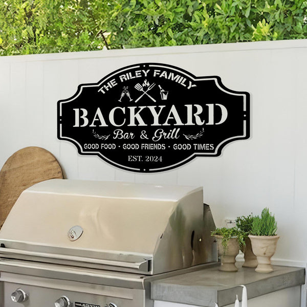 Personalized Backyard Sign, Custom Bar & Grill Sign Metal Sign Bar Signs, BBQ Signs, Bar Sign, Outdoor Kitchen Metal Signs, Gift for Papa