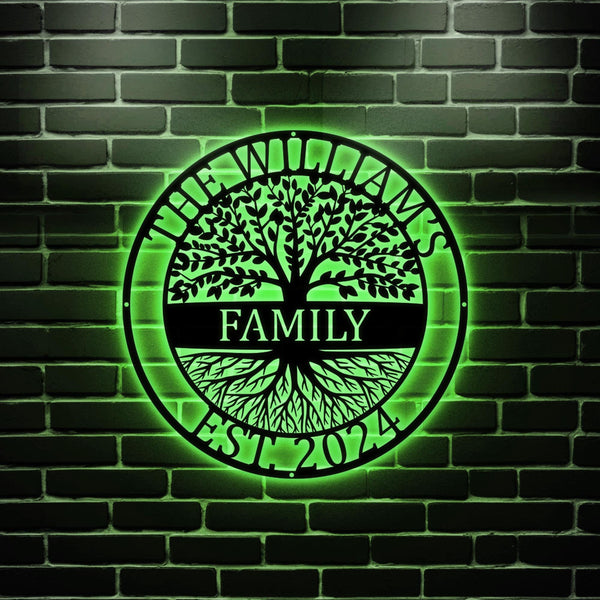Personalized Welcome Family Tree of Life Name Sign, Custom Metal Wall Art Deco, Metal Home Sign, Family Wall Hanging Olive Tree Door Sign