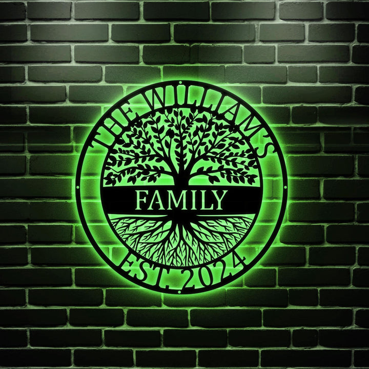 Personalized Welcome Family Tree of Life Name Sign, Custom Metal Wall Art Deco, Metal Home Sign, Family Wall Hanging Olive Tree Door Sign