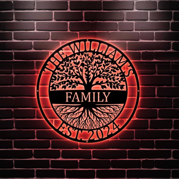 Personalized Welcome Family Tree of Life Name Sign, Custom Metal Wall Art Deco, Metal Home Sign, Family Wall Hanging Olive Tree Door Sign