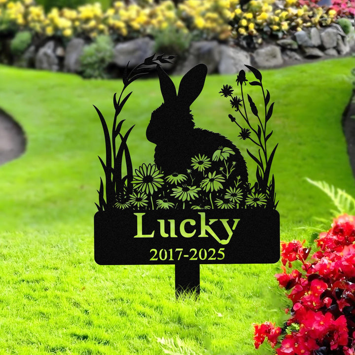 Custom Rabbit Memorial Garden Stake, Personalized Lop Rabbit Grave Marker, Bunny Memorial Metal Sign, Yard Stake,Outdoor Rabbit Garden Decor