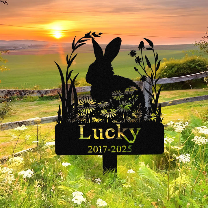Custom Rabbit Memorial Garden Stake, Personalized Lop Rabbit Grave Marker, Bunny Memorial Metal Sign, Yard Stake,Outdoor Rabbit Garden Decor