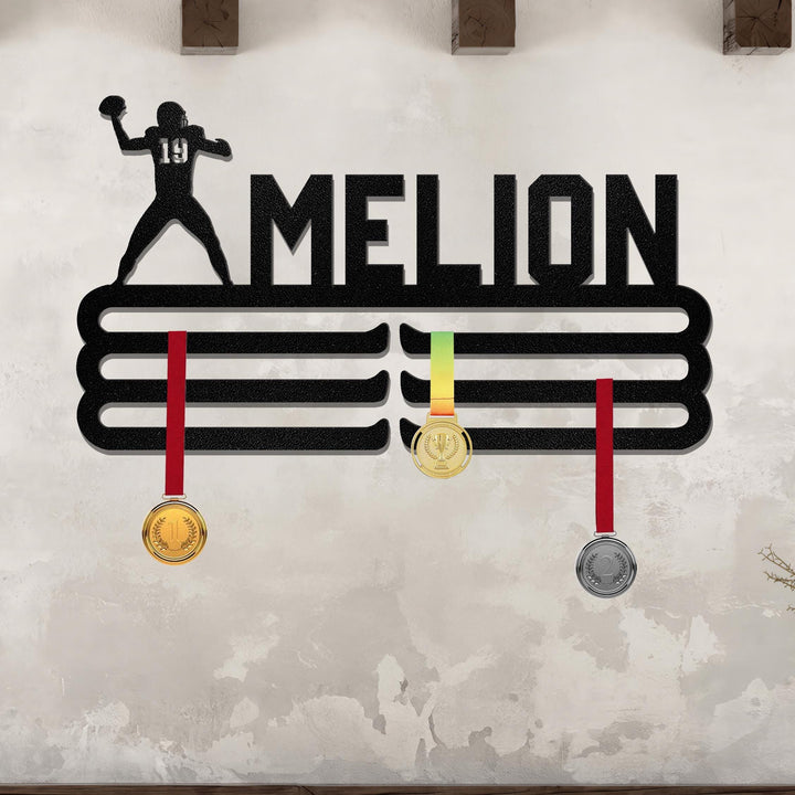 Personalized Name Medal Hanger Monogram,American Football Medal Hanger,Football Medal Holder, Medal Display,Awards Sports Medal Hanging Sign