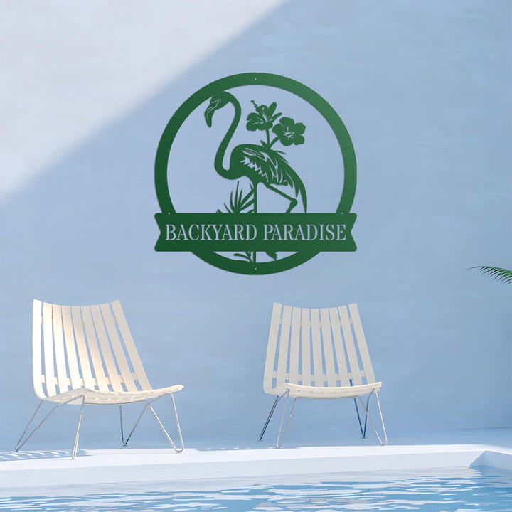 Custom Flamingo Metal Wall Art, Personalized Name Sign for Garden or Deck, Flamingo Bird Decor, Housewarming Gift, Pool or Lounge Accent