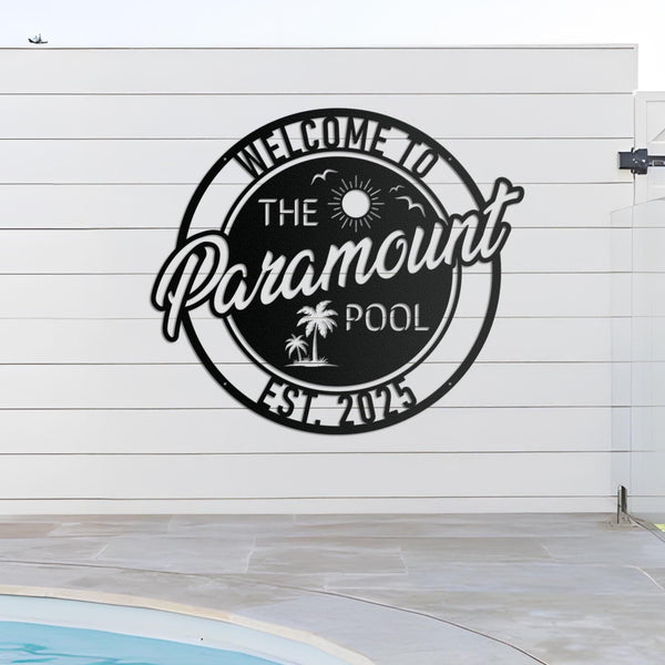 Custom Metal Poolside Sign, Personalized Tropical Pool Sign, Patio Decor, Pool Bar Sign, Backyard Sign, Custom Welcome Sign, Tiki Bar Art