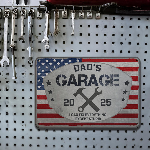 Personalized Garage Metal Sign – Custom Workshop Wall Decor for Dad, Funny Vintage Garage Sign, Father’s Day Gift, Gift for Him