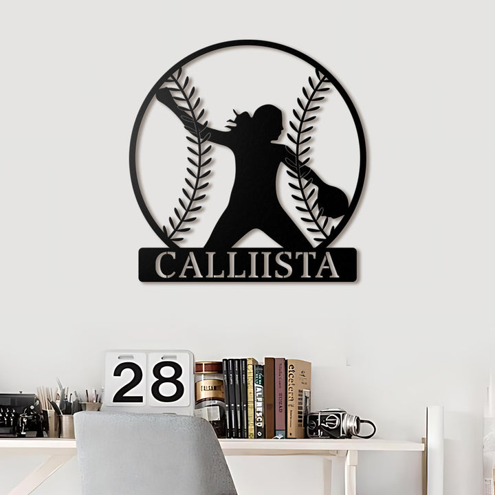 Custom Softball Girl Metal Wall LED lights, Personalized Softball Name Sign, Softball Lover Sign Decoration For Living Room, Kid Room Decor