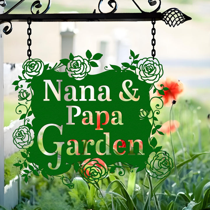 Custom Hanging Garden Sign Personalized Garden Name Sign, Flower Garden Plaque, Outdoor Garden Gift, Memorial Garden Sign, Garden Metal Sign