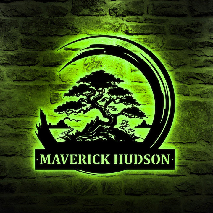 Custom Bonsai Tree Garden Sign with Stake, Metal Bonsai Garden Stake, Personalized Garden Stake, Metal Asian Yard Art, Yard Sign, Yard Decor