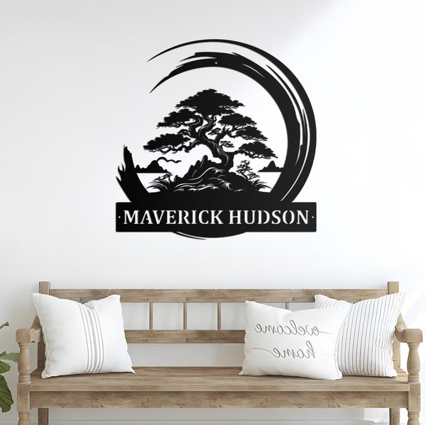 Custom Bonsai Tree Garden Sign with Stake, Metal Bonsai Garden Stake, Personalized Garden Stake, Metal Asian Yard Art, Yard Sign, Yard Decor