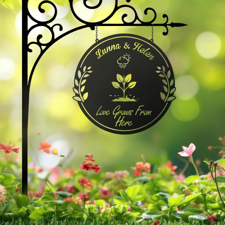 Custom Hanging Garden Sign Personalized Garden Name Sign, Flower Garden Plaque, Outdoor Garden Gift, Memorial Garden Sign, Metal Garden Sign