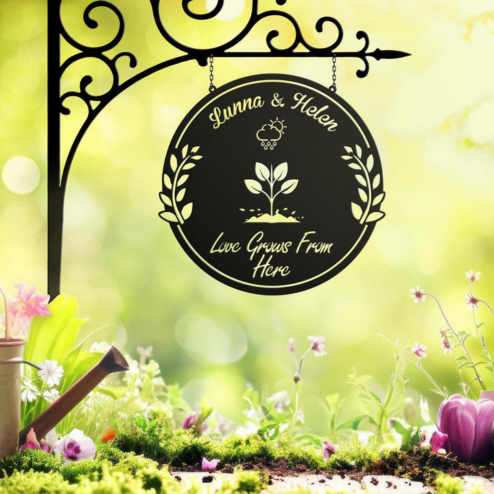 Custom Hanging Garden Sign Personalized Garden Name Sign, Flower Garden Plaque, Outdoor Garden Gift, Memorial Garden Sign, Metal Garden Sign