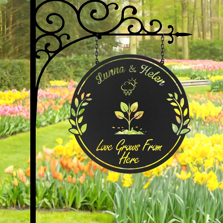 Custom Hanging Garden Sign Personalized Garden Name Sign, Flower Garden Plaque, Outdoor Garden Gift, Memorial Garden Sign, Metal Garden Sign