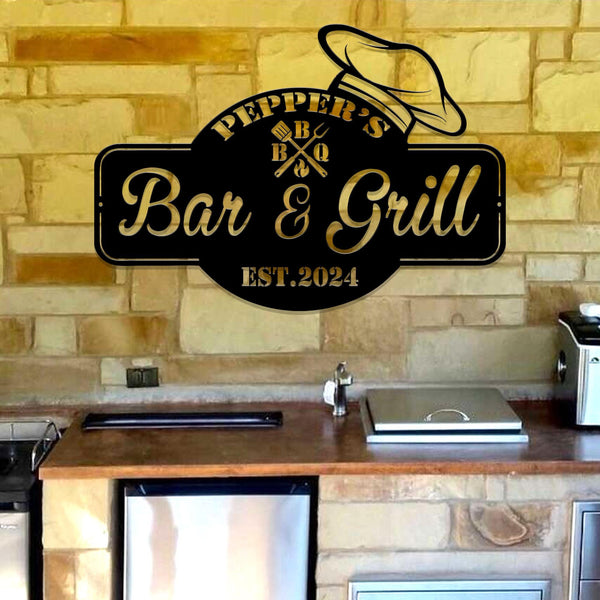 Personalized Backyard BBQ Metal Wall Art, Bbq Metal Wall Art,BBQ Sign, Custom Family Name Sign, Metal BBQ decor,Bbq Name Signs,Outdoor Decor
