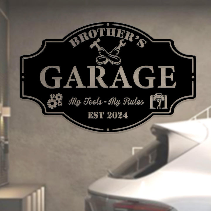 Personalized Fathers Day Sign, Workshop Sign Wall Art, Papas Work Shop Metal Sign, Garage Sign, Personalized Gift for Dad, Gift For Grandpa